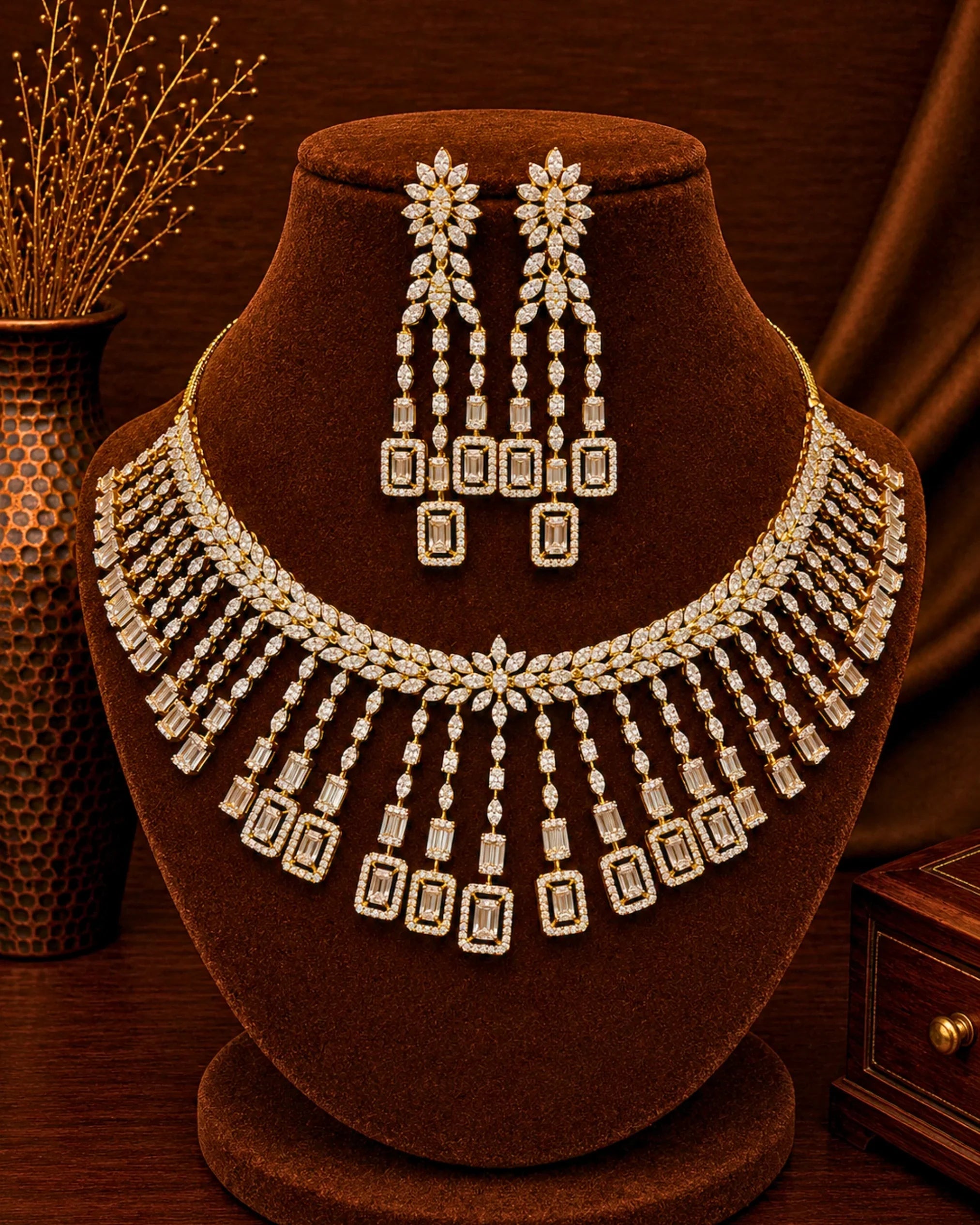 Abhilasha Fashionable Necklace Set — The Two-Tone AD Necklace Every Bride Needs This Wedding Season