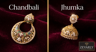 Gold plated jhumka earrings with CZ stones placed beside a soft microfibre  cloth, airtight jewellery pouch and jewellery box on white marble surface  showing how to clean and store gold plated earrings at home