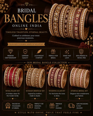 Bridal bangles online India – AD and kundan bangle sets for wedding by Zevarly