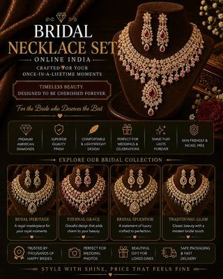 Bridal necklace set online India – AD and kundan jewellery sets by Zevarly