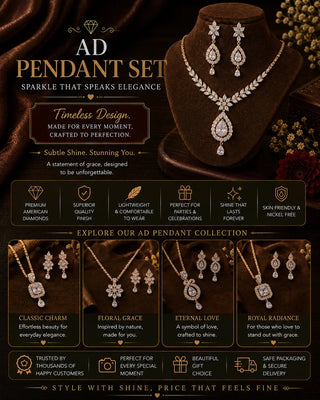 AD Pendant Set Online India | American Diamond Pendant – Zevarly