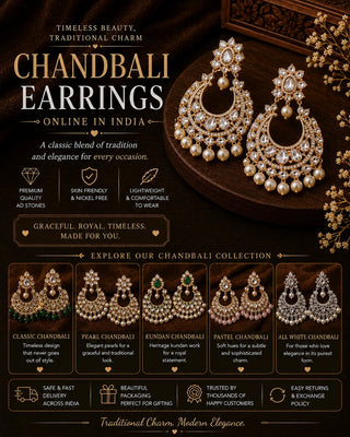 Chandbali earrings online India – gold plated crescent earrings collection by Zevarly