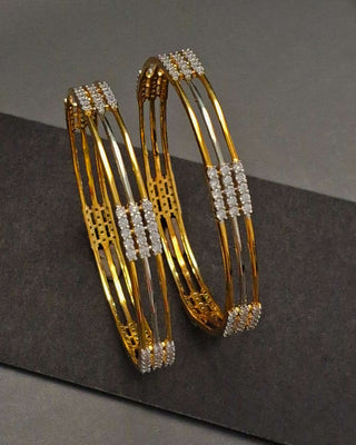 Zevarly Ekta Three Line AD Bangles