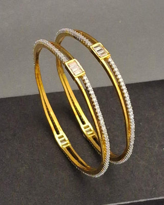 Zevarly Chitra Sleek Stylish Star CZ Bangles