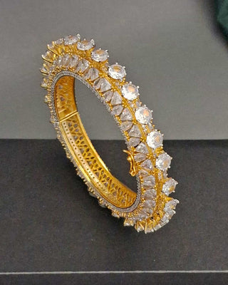 Zevarly Dazzling White Crystal AD Bangles