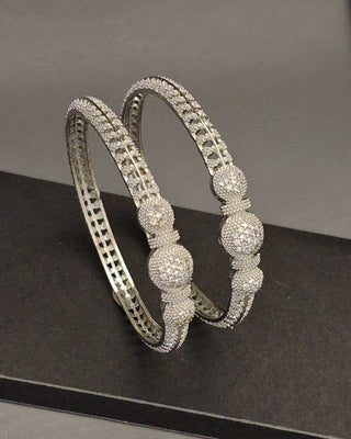 Zevarly Devsena Royal Silver Plated Bangles