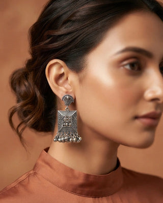 Royal Window Palace Oxidised Earrings - Jharokha