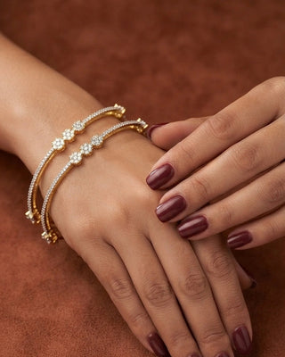 Premium Two Tone Plated Cz Bangle - Rati