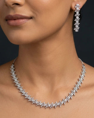 Modern Elegant Silver Plated Necklace Set – Charulata