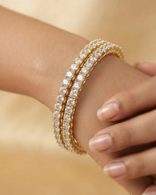 4mm Colorful AD Single line Gold Plated Bangles - Arpita