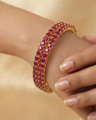 4mm Colorful AD Single line Gold Plated Bangles - Arpita