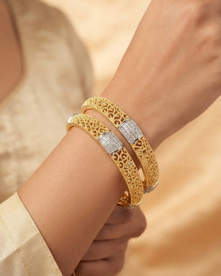 American Diamond Gold & Silver Plated Bangles - Upasana
