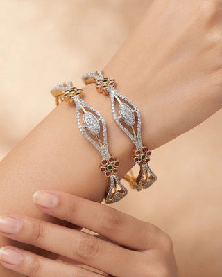 Sparkling Red Stone Fusion Gj Bangles - Reha