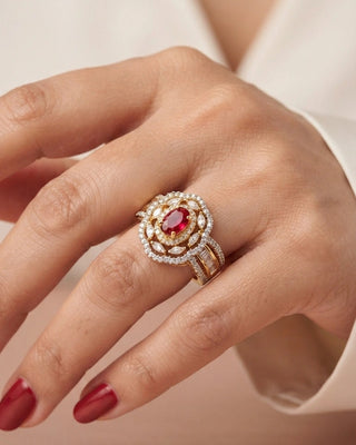 Zevarly Aivira Elegant Adjustable Ruby CZ Ring