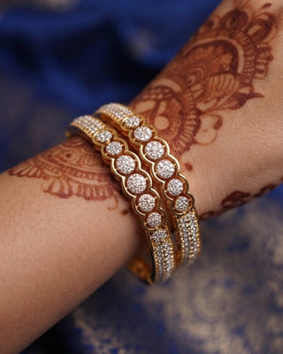 Premium Two Tone Plated Cz Bangle - Elakshi