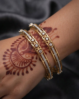 Premium Two Tone Plated Broad Cz Bangle - Sangeet