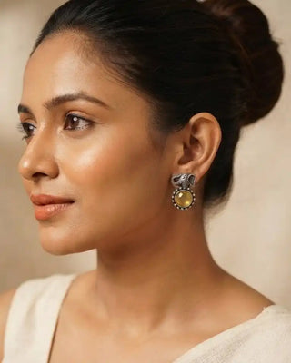Ornate Nature Inspired Oxidised Earrings - Anjuman
