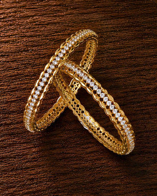 Sleek Crystal Line American Diamond Bangles - Rukmini