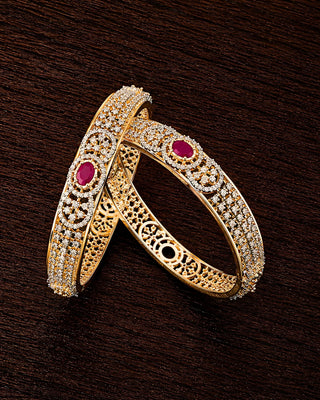 Zevarly Saloni Ruby Dazzling Two Tone Bangle