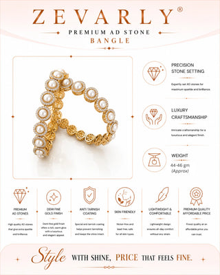 Zevarly Kavita Pearl Designer AD Bangles