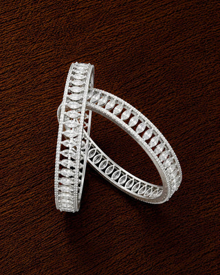 Zevarly Drishti Silver Plated AD Bangles