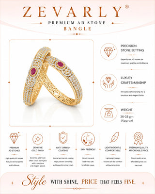 Zevarly Saloni Ruby Dazzling Two Tone Bangle