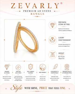 Sleek Heritage Gold Tone Single Line Bangles - Namisha