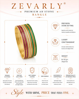 Tiranga Color Gold Plated 6 pcs Sleek Bangles - Janani