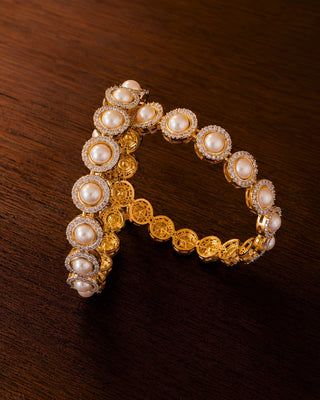Zevarly Kavita Pearl Designer AD Bangles
