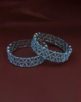 SAMBHAVI AMERICAN DIAMOND SILVER PLATED BANGLES - Zevarly