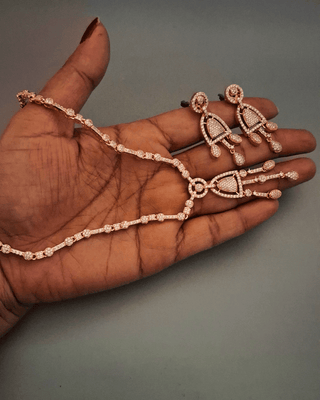 Aadhya Necklace Set - AD Necklace Set | Full Set View | Buy Online India | Zevarly