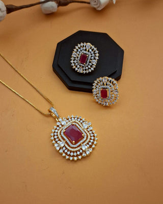 Aaira Endless Splendor Pendant Set - AD Pendant Set | Set Full View | Buy Online India | Zevarly