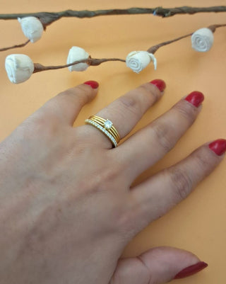 Aarna Well polished Ring - American Diamond Ring | Side Angle View | Buy Online India | Zevarly