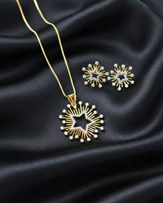 Aarvika Everyday Chic Pendant Set - AD Pendant Set | Full Set View | Buy Online India | Zevarly