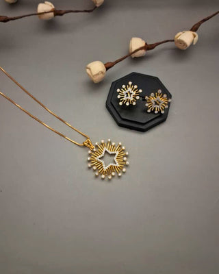 Aarvika Everyday Chic Pendant Set - AD Pendant Set | Full Set View | Buy Online India | Zevarly