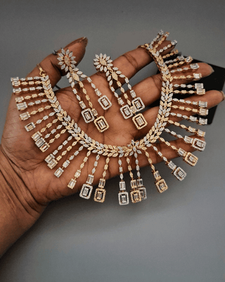 Abhilasha Fashionable Necklace Set - AD Necklace Set | Full Set View | Buy Online India | Zevarly