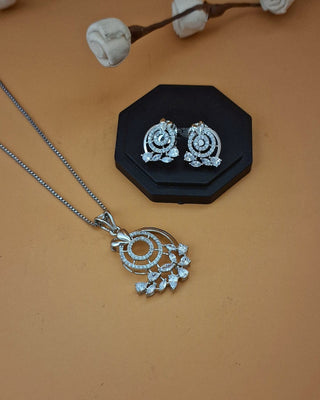 Ahana Zircon Pendant Set - AD Pendant Set | Set Full View | Buy Online India | Zevarly