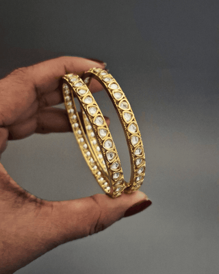 Alisa Uncut Kundan Kada Set - AD Bangles | Full Set View | Buy Online India | Zevarly