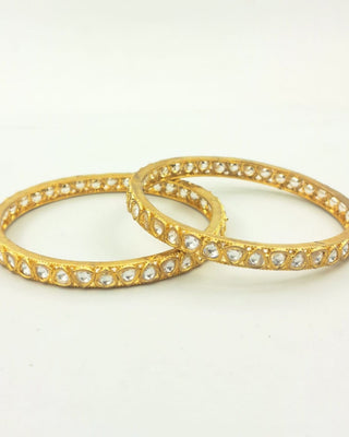 Alisa Uncut Kundan Kada Set - AD Bangles | Full Set View | Buy Online India | Zevarly