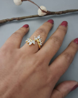 Amaira Cozy Adjustable Ring - American Diamond Ring | Front Close-Up | Buy Online India | Zevarly