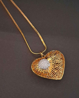 Anchal Locket with Chain - AD Pendant Set | Detail View | Buy Online India | Zevarly