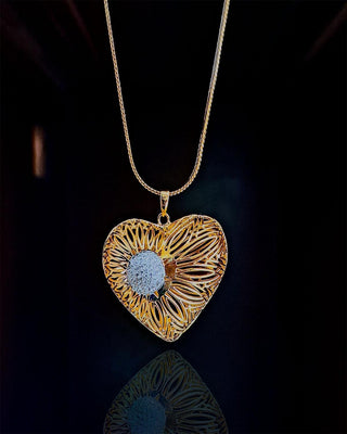 Anchal Locket with Chain - AD Pendant Set | Main Product View | Buy Online India | Zevarly