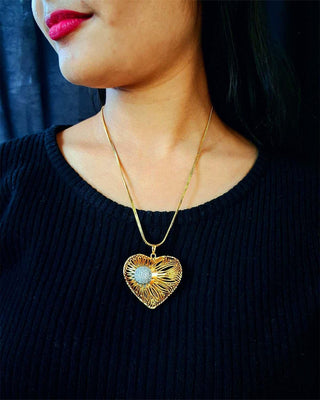 Anchal Locket with Chain - AD Pendant Set | Model Wearing View | Buy Online India | Zevarly