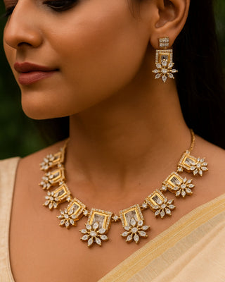 Anita Gold-Silver Plated Necklace Set - AD Necklace Set | Main Product View | Buy Online India | Zevarly