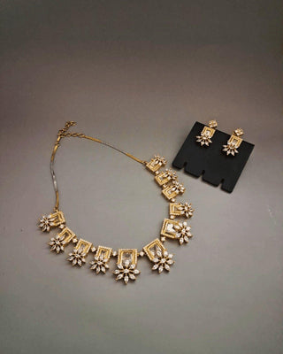 Anita Gold-Silver Plated Necklace Set - AD Necklace Set | Full Set View | Buy Online India | Zevarly