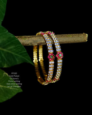 Anjali American Diamond Bangles - AD Bangles | Side Angle View | Buy Online India | Zevarly