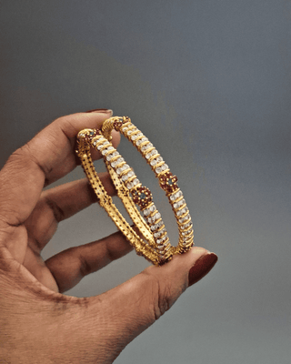 Anjali American Diamond Bangles - AD Bangles | Side Angle View | Buy Online India | Zevarly