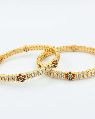 Anjali American Diamond Bangles - AD Bangles | Side Angle View | Buy Online India | Zevarly