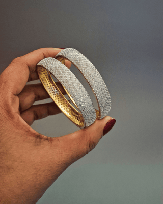 Anshika Broad AD Bangles Set - AD Bangles | Side Angle View | Buy Online India | Zevarly
