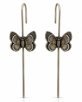 Ornate Nature Inspired Oxidised Earrings - Urwa